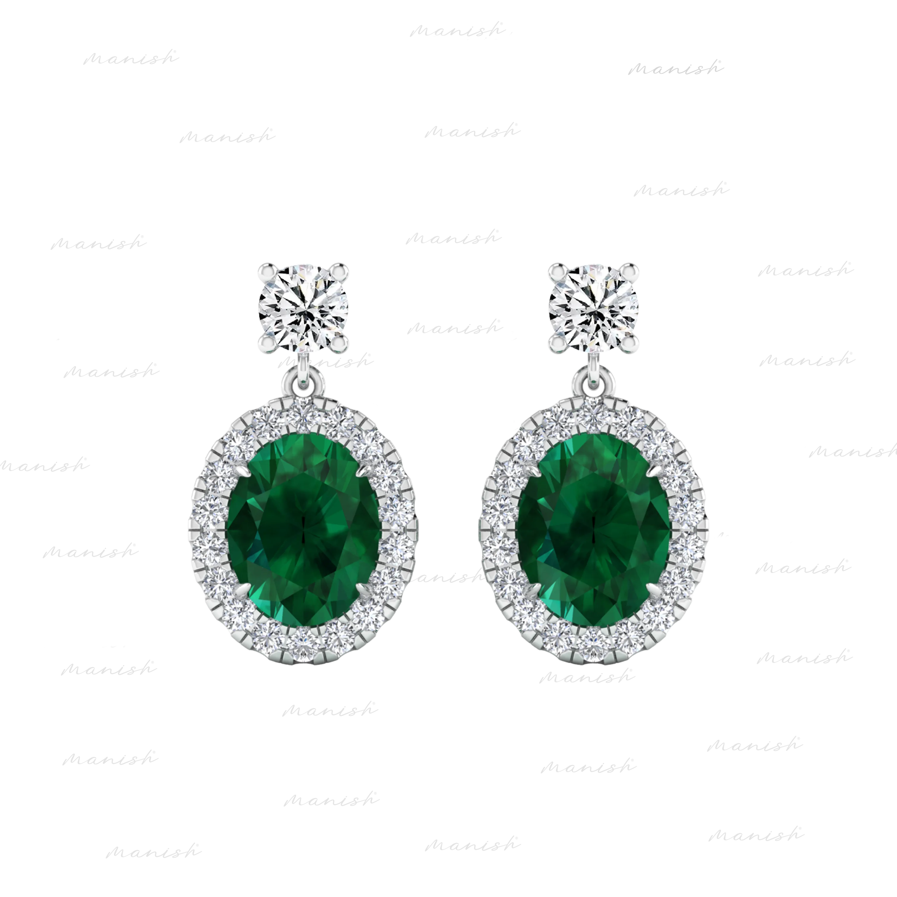 Eloa Diamond and Emerald Earrings